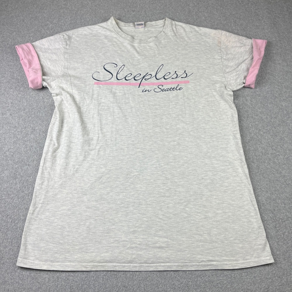 Vintage Sleepless in Seattle T-Shirt Mens XL Gray Toast & Jammies Graphic 90s - Picture 2 of 9